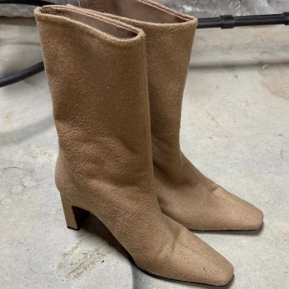 Lafayette 148 New York Tan Suede Heeled Boots - Picture 4 of 5